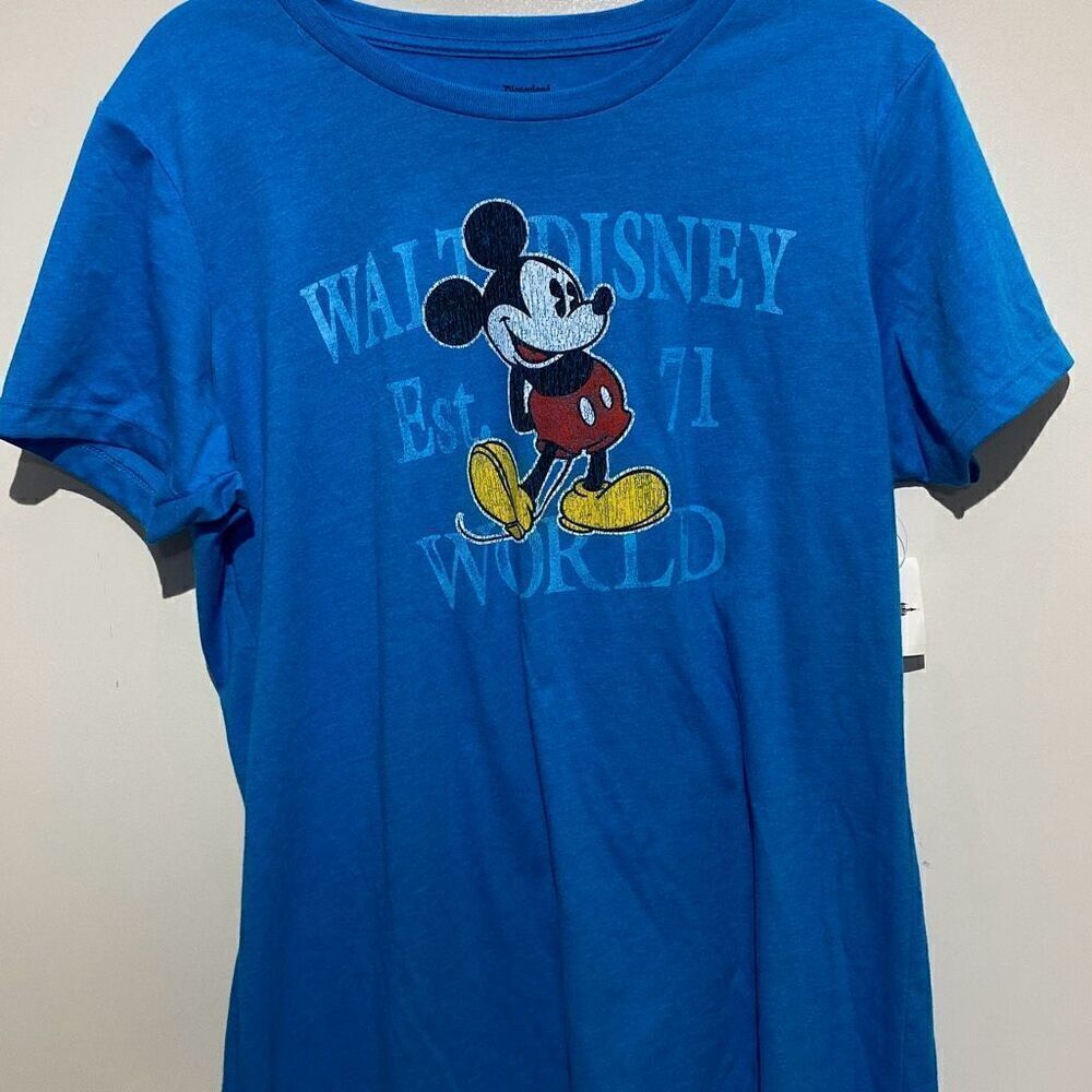 Disney Parks Kids' Blue Walt Disney Est. 71 Word Mickey Mouse T-Shirt Sz 2XL NWT